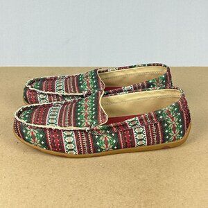 Twisted X Fair Isle Nordic Loafers Womens 8.5 Red Green Slip On Antibacterial